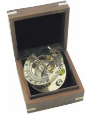 Ηλιακό ρολόι Sea Club - Σε ξύλινο κουτί, ορείχαλκο, 8 cm