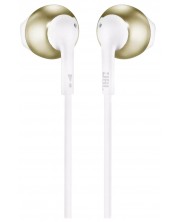 Ακουστικά με μικρόφωνο JBL - Tune 205, άσπρα/χρυσαφί