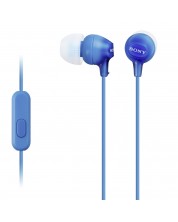 Ακουστικά με μικρόφωνο Sony - MDR-EX15AP, μπλε -1