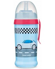 Κύπελλο μετάβασής με καλαμάκι Canpol - Racing, μπλε αυτοκίνητο,350 ml	 -1
