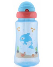 Αθλητικό μπουκάλι με καλαμάκι Lorelli Baby Care - 330 ml, Μπλε -1