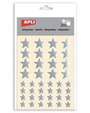 Σετ αυτοκόλλητων APLI - Ασημένια αστέρια, γυαλιστερά, 3 φύλλα