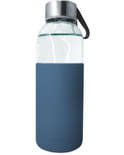 Γυάλινο μπουκάλι  Nerthus - Μπλε, προστατευτικό σιλικόνης, 400 ml -1