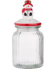 Γυάλινο βάζο με κεραμικό καπάκι  ADS - Snowman, 900 ml -1