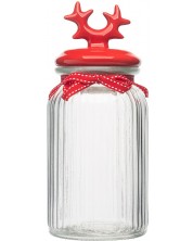 Γυάλινο βάζο με κεραμικό καπάκι  ADS - Horns, 1.25 l, κόκκινο -1