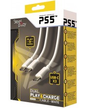 	Steelplay Dual Play & Charge 3 m Type-C cable, White (PS5)