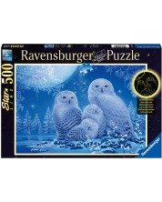 Παζλ Ravensburger  500 κομμάτια - Κουκουβάγιες στο φως του φεγγαριού