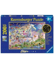 Φωτεινό παζλ Ravensburger  200 XXL κομμάτια - Πεταλούδες και μονόκερος