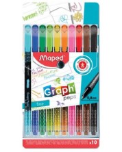 Στυλό  Maped Graph Peps Decorated- 10 χρώματα, 0,4 mm