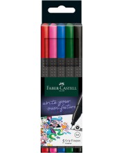 Μαρκαδόρος ψιλής γραφής Faber-Castell Grip - 0.4 mm, 5 χρώματα