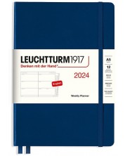Σημειωματάριο Leuchtturm1917 Weekly Planner - A5, σκούρο μπλε 2024