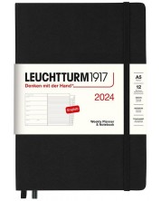 Σημειωματάριο Leuchtturm1917 Weekly Planner and Notebook - A5, μαύρο, 2024