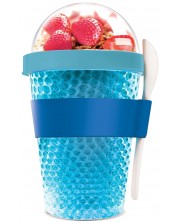 Θερμικό ποτήρι με κουτάλι Asobu Chill Yo 2 Go - 385 ml, μπλε