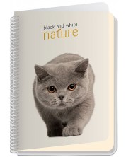 Τετράδιο σπιράλ Black&White Nature - A4, 100 φύλλα,φαρδιές σειρές, ποικιλία