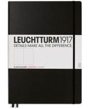 Тефтер Leuchtturm1917 - А4+, διακεκομμένες σελίδες, μαύρο