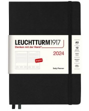Σημειωματάριο Leuchtturm1917 Daily Planner - А5, μαύρο, 2024