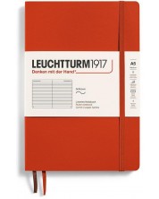 Σημειωματάριο Leuchtturm1917 Natural Colors - A5, κόκκινο, σελίδες με γραμμές, μαλακό εξώφυλλο