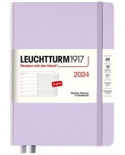 Σημειωματάριο Leuchtturm1917 Weekly Planner and Notebook - A5, μωβ, 2024