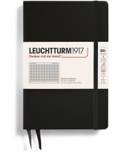 Σημειωματάριο Leuchtturm1917 Paperback - B6+, μαύρο, σελίδες με τετράγωνα, σκληρό εξώφυλλο