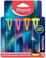 Υπογραμμιστές Maped Nightfall - 4 χρώματα, συσκευασία -1