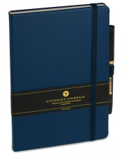 Σημειωματάριο Victoria's Journals A5 με σκληρό εξώφυλλο, σκούρο μπλε -1