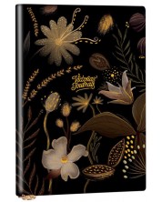 Σημειωματάριο Victoria's Journals Florals - Χρυσό και μαύρο, πλαστικό κάλυμμα, διακεκομμένες σελίδες, 96 φύλλα, A5 -1