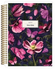 Σημειωματάριο Victoria's Journals Florals - Λουλούδια, σπιράλ, διακεκομμένα, 80 φύλλα, A5 -1