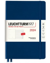 Σημειωματάριο Leuchtturm1917 Weekly Planner and Notebook - A5, σκούρο μπλε, 2024