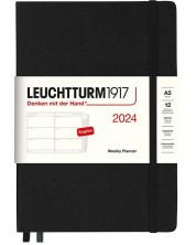 Σημειωματάριο Leuchtturm1917 Weekly Planner - A5, μαύρο, 2024 -1
