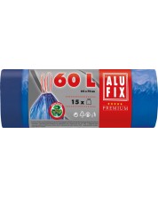 Σακούλες σκουπιδιών με κορδόνια  ALUFIX - 60 l, 15 τεμάχια, μπλε -1