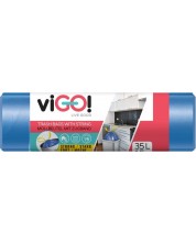 Σακούλες σκουπιδιών με κορδόνια viGO! - Standard, 35 l, 15 τεμάχια, μπλε