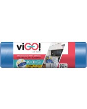Σακούλες σκουπιδιών με κορδόνια viGO! - Standard, 60 l, 10 τεμάχια, μπλε