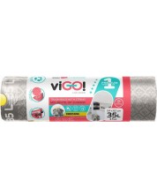 Σακούλες σκουπιδιών με κορδόνια viGO! - Premium #1, 35 l, 15 τεμάχια, ασημί