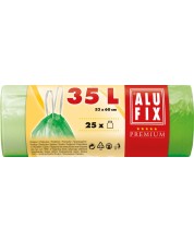 Σακούλες σκουπιδιών με κορδόνια  ALUFIX - 35 l, 25 τεμάχια, πράσινο -1