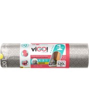 Σακούλες σκουπιδιών με κορδόνια  viGO! - Premium #1, 120 l, 8 τεμάχια, ασημί