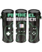 Σχολική κυλινδρική κασετίνα Paso Pixel Miner -Με 1 φερμουάρ