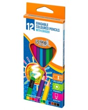 Χρωματιστά μολύβια με γόμα S. Cool - 12 χρώματα