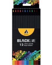 Χρωματιστά μολύβια Adel BlackLine - 12 χρώματα