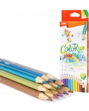 Χρωματιστά μολύβια Deli Colorun - EC127-12, 12 τεμάχια, μεταλλικά χρώματα