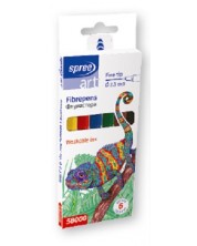 Χρωματιστοί μαρκαδόροι SpreeArt - Ø 2.3 mm, 6 χρώματα -1