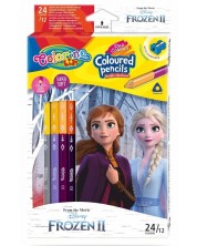 Χρωματιστά μολύβια διπλής όψης Colorino Disney - Frozen II, 24 χρώματα και ξύστρα -1