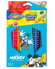 Χρωματιστά μολύβια  Colorino Disney - Mickey and Friends, 12 + 1 χρώματα και ξύστρα