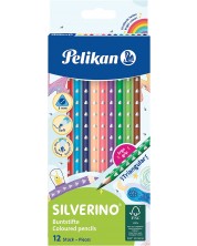 Χρωματιστά μολύβια τριών όψεων Pelikan Silverino - 12 χρωμάτων