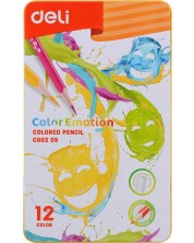Χρωματιστά μολύβια Deli Color Emotion - EC00205 12 χρώματα, σε κουτί