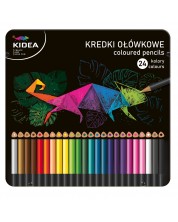 Χρωματιστά μολύβια σε μεταλλικό κουτί Kidea - 24 χρώματα -1