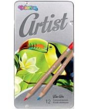 Χρωματιστά μολύβια Colorino Artist - σε μεταλλικό κουτί, 12 χρώματα -1