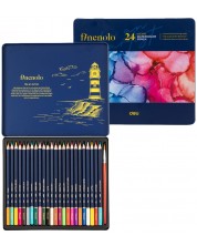 Χρωματιστά μολύβια ακουαρέλας Deli Finenolo - EC129, 24 χρώματα, σε μεταλλικό κουτί -1