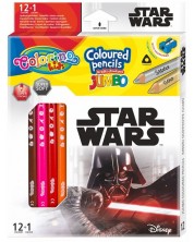 Χρωματιστά μολύβια Colorino - Marvel Star Wars Jumbo,12 + 1 χρώματα και ξύστρα -1
