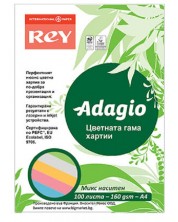 Χαρτόνι έγχρωμης αντιγραφής Rey Adagio - Mix, A4, 160 g/m2, 100 φύλλα -1