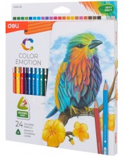 Χρωματιστά μολύβια Deli Color Emotion - EC00220, 24 χρώματα